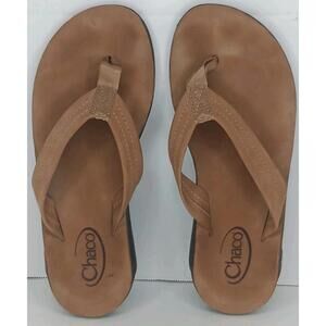 Chaco Women's Thong Flip Flops Sandals Size 9 Brown Leather